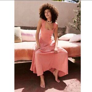 Free People Traveler Midi Dress Strawberry Colada Capped Sleeves M